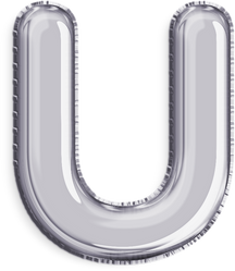 Letter U silver foil balloon